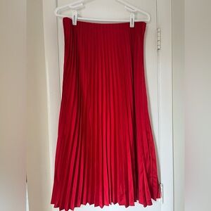 J. Crew Gwyneth Vibrant Red Pleated Slip Skirt size S